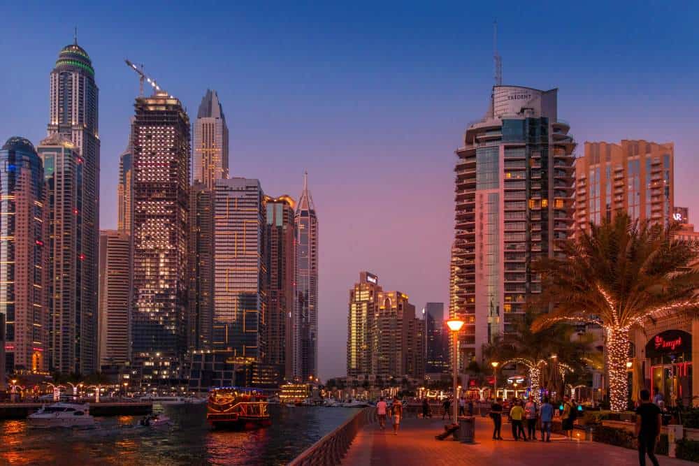 City buildings during sunset