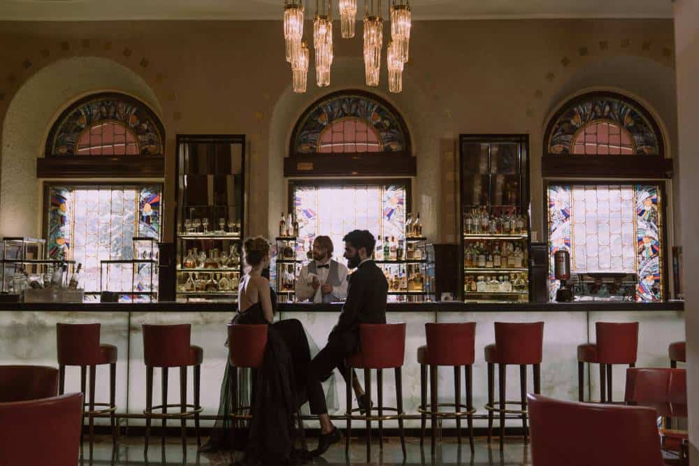 Couple having a date at the bar